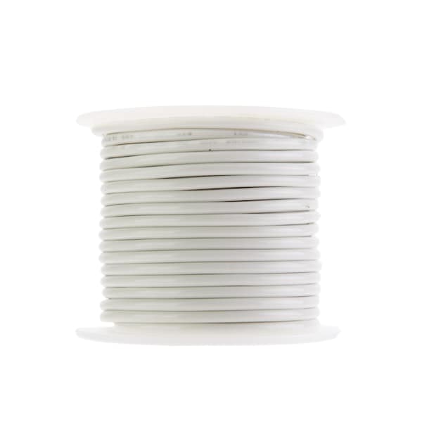 THHN Building Wire, Copper, 12 AWG, White, Solid, 100 ft